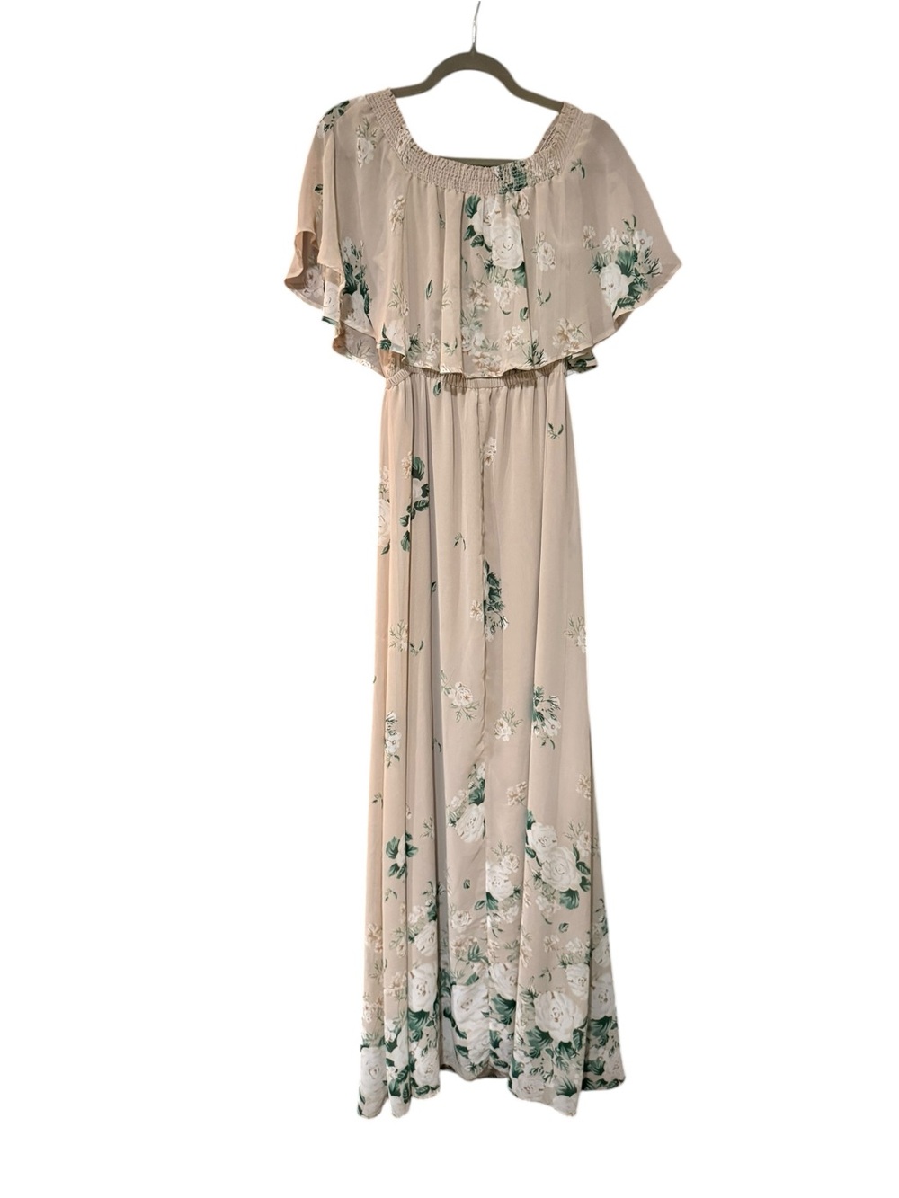Show Me Your Mumu Hacienda Maxi Dress – Floral Boho Off Shoulder (L)